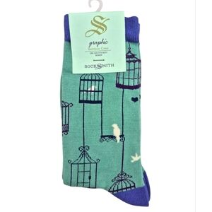 Womens Bamboo Socks with Birdcage Design in Green and Purple By Socksmith